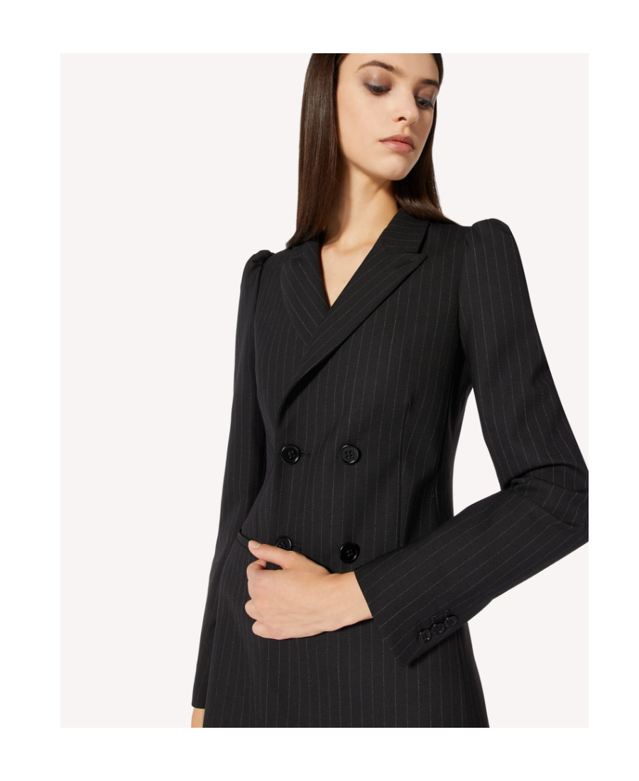 Red Valentino Striped Double-breasted Suit Jacket In Black