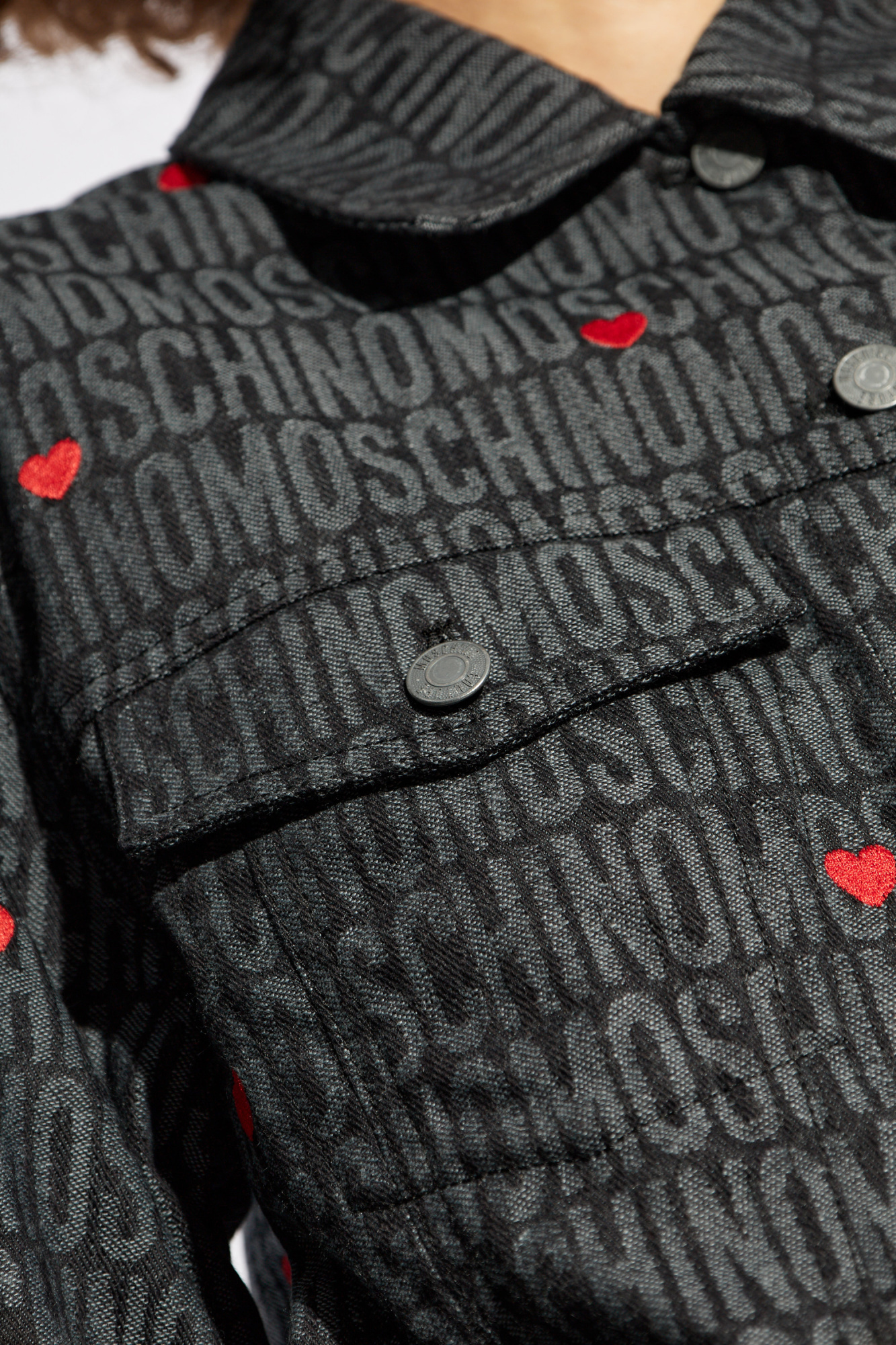Moschino Logo Jacquard Button-up Jacket In Black