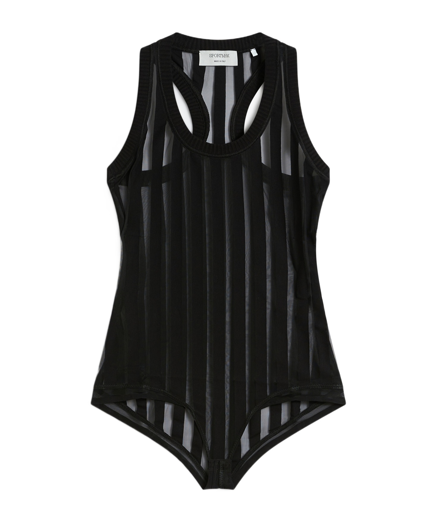 Sportmax Edam Sheer Striped Bodysuit In Black