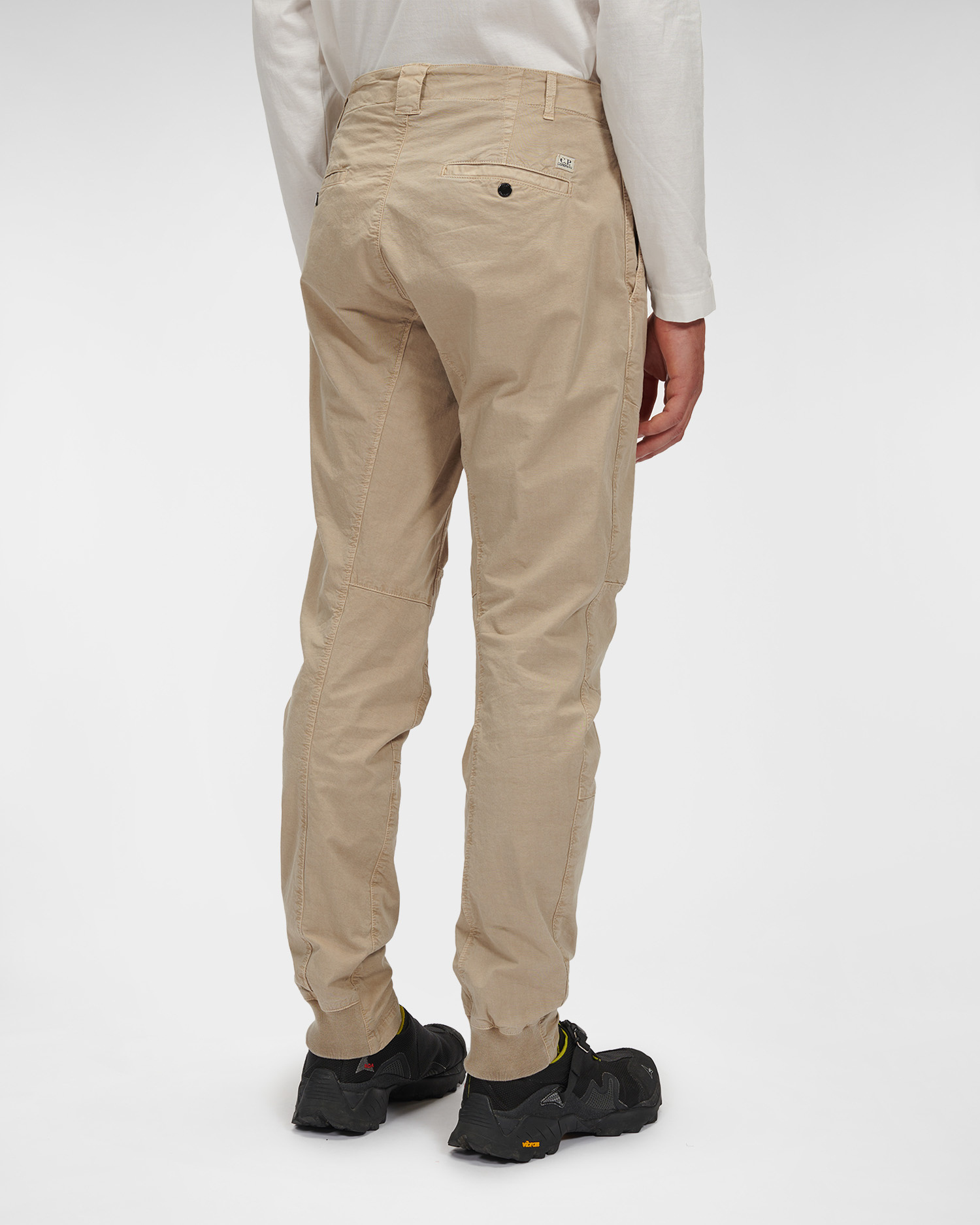 C.p. Company Logo-patch Tapered Trousers In Nude