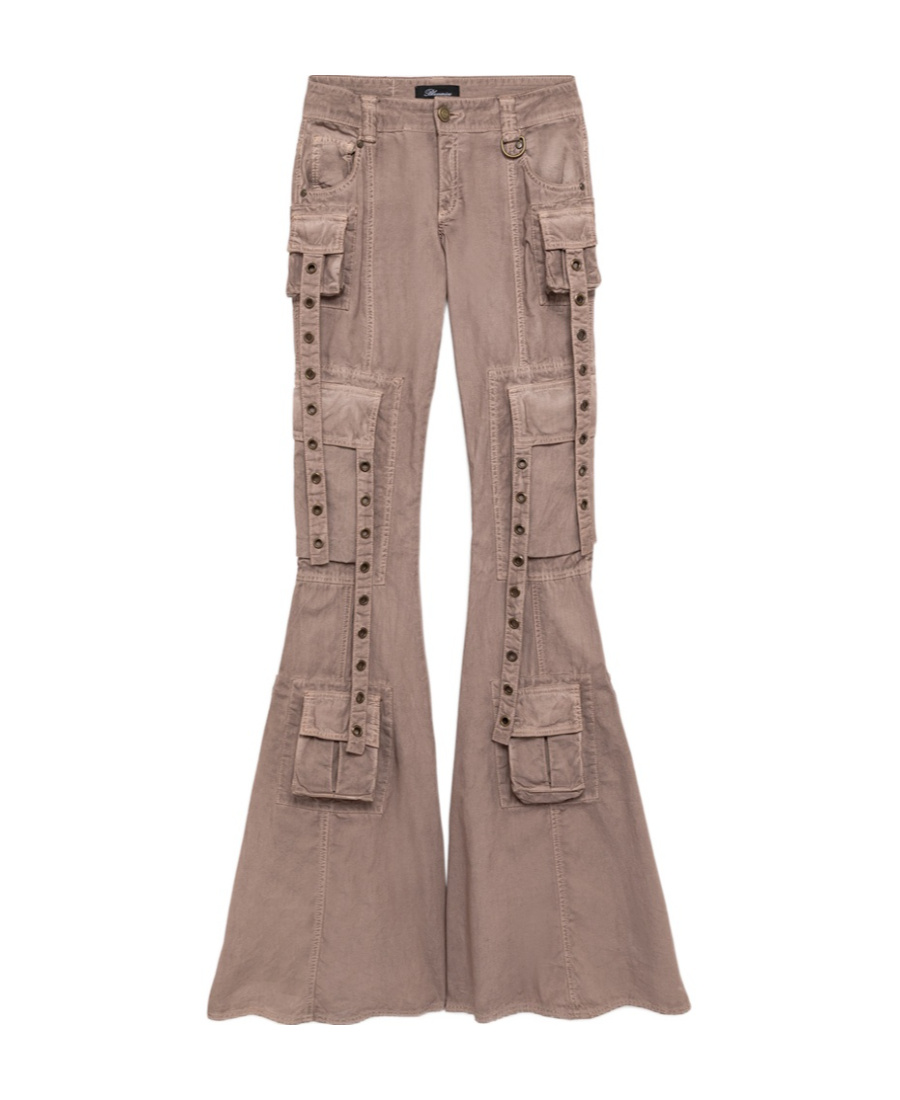 Blumarine Low-rise Flared Cargo Trousers In Brown