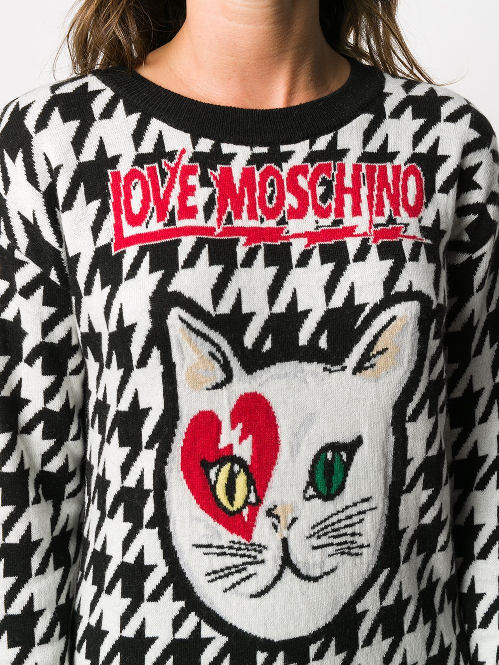 Moschino Kitten Jacquard Straight Dress In Black