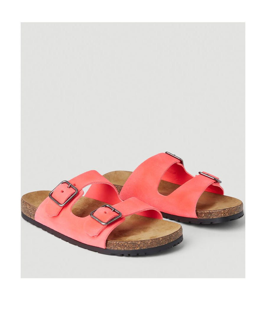 Saint Laurent Jimmy Buckle Flat Sandals In Pink