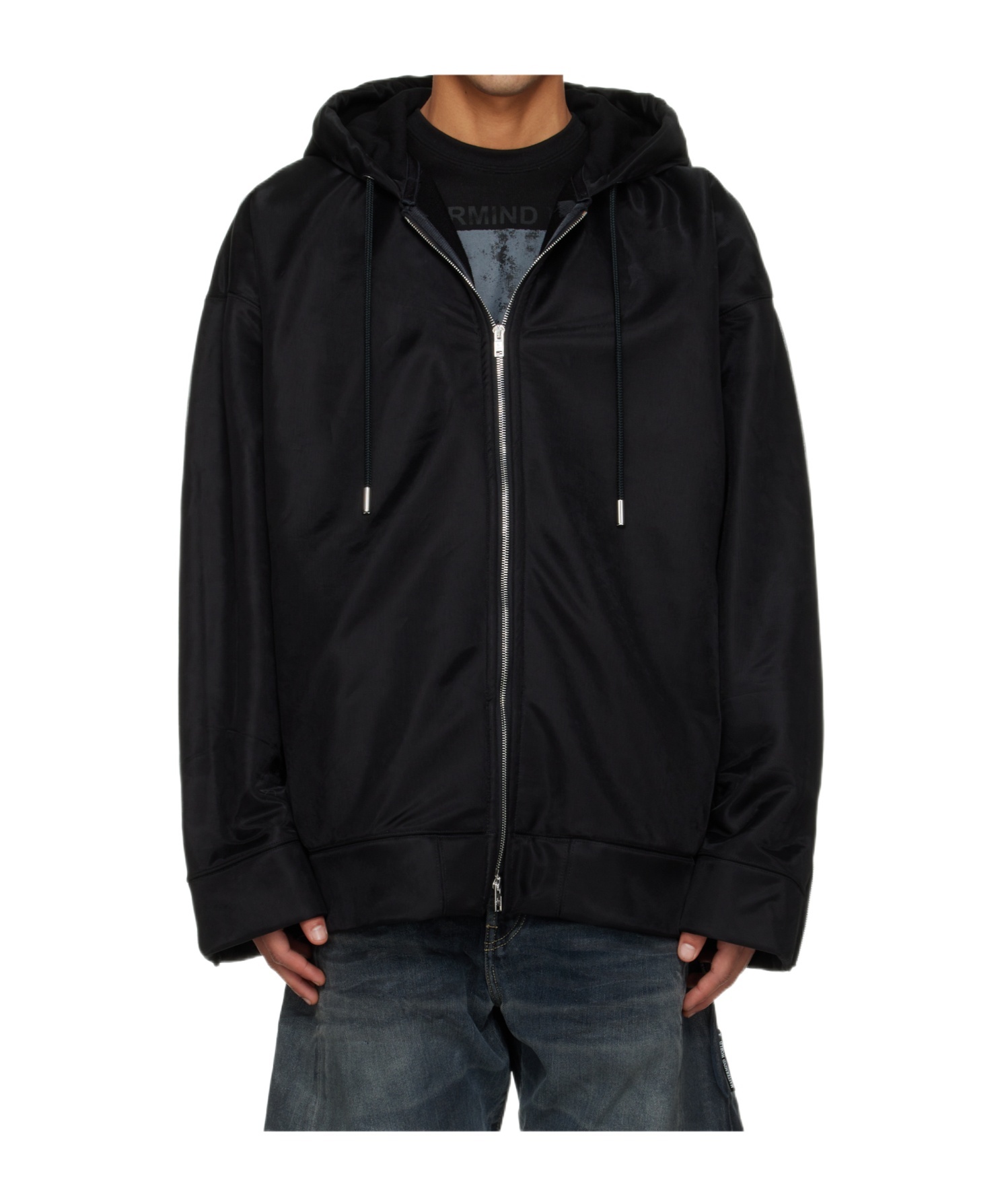 Mastermind Japan Sheer Multi-layered Zipper Casual Jacket In Black
