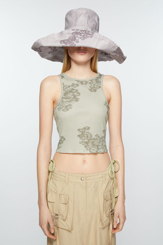 Acne Studios Lace-print Ribbed Tank Top In White