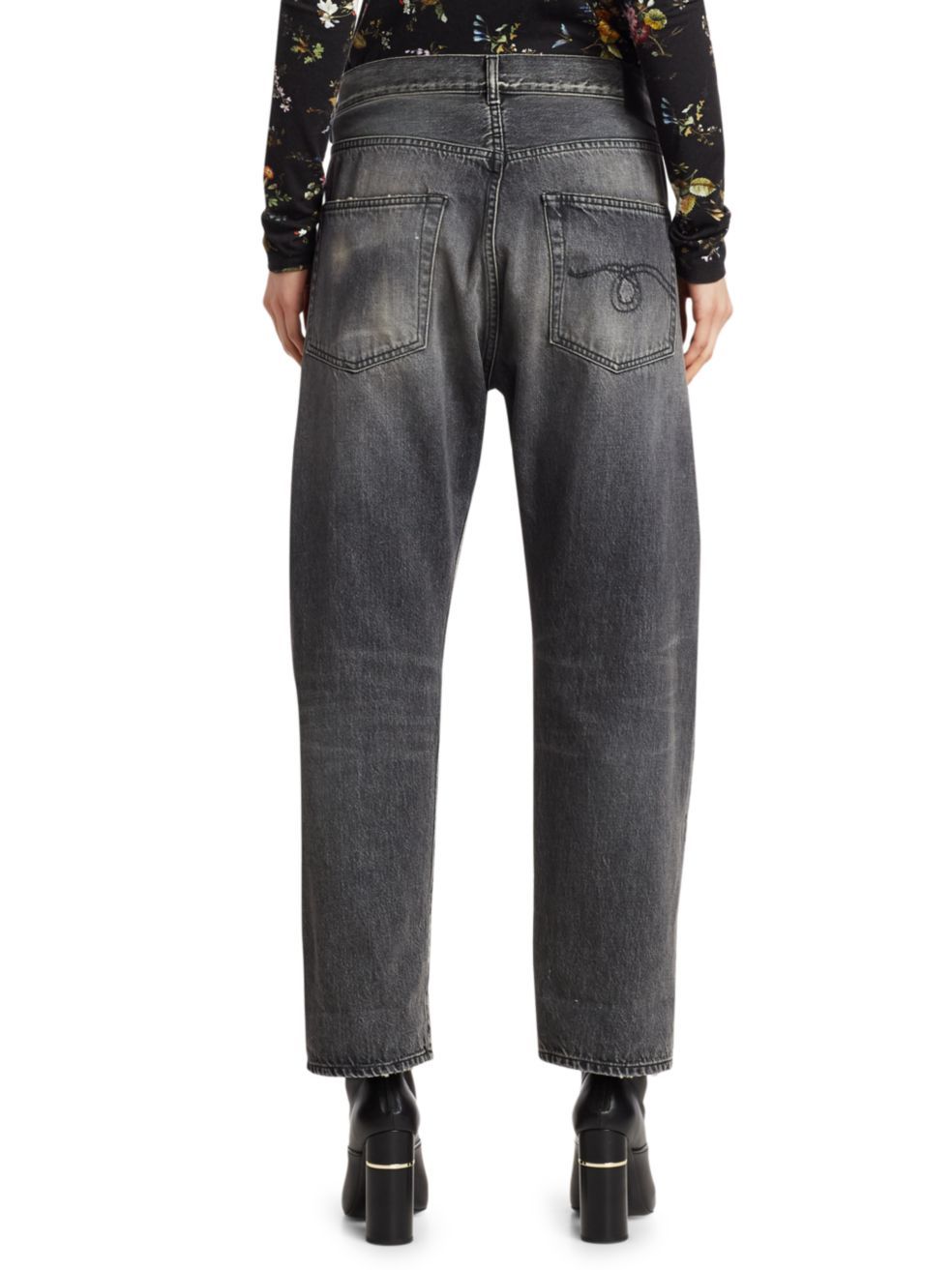 R13 Damon Pleated Wide Leg Jean In Ellery Black In Black