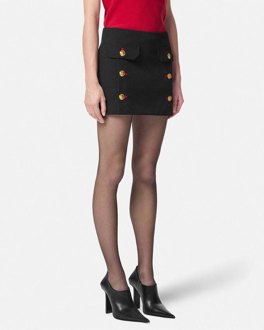 Versace Cowl Turtleneck Cap-sleeve Cady Blouse In Black