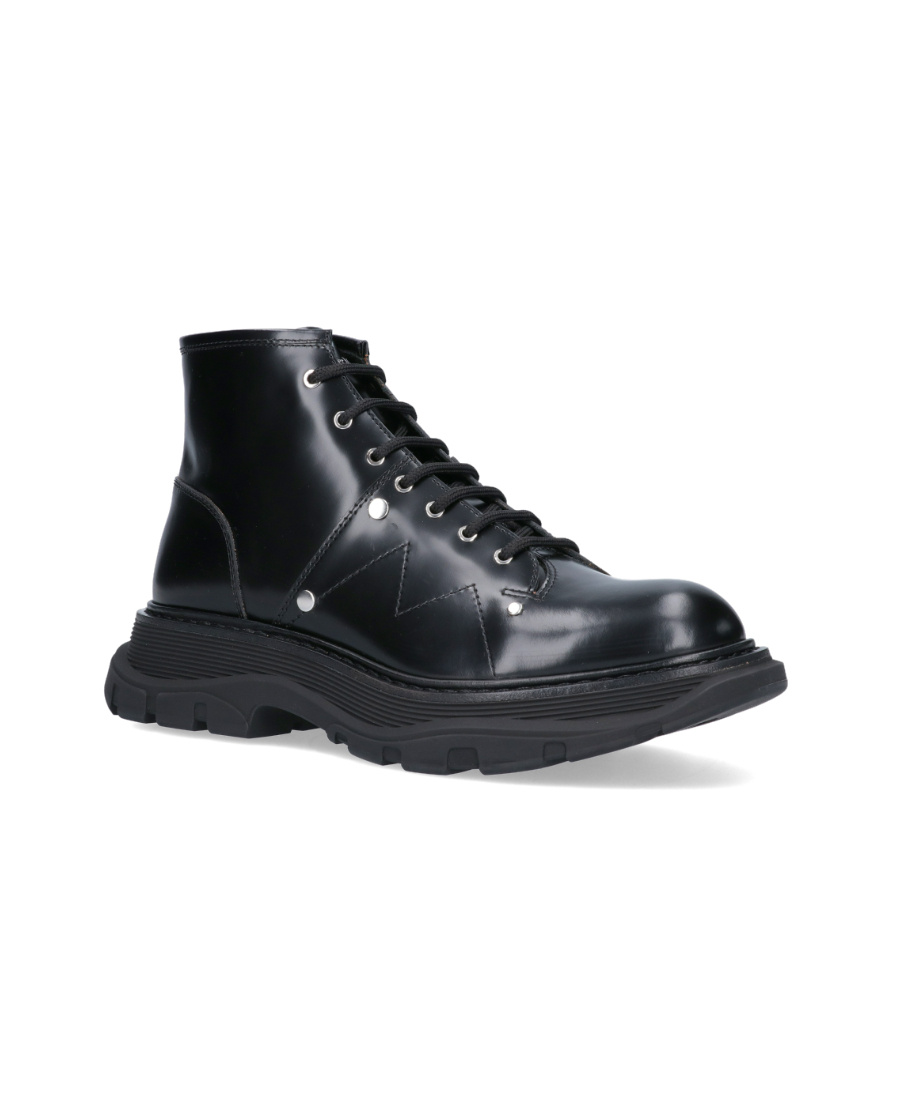 Alexander Mcqueen Tread Lace Up Boots In Black