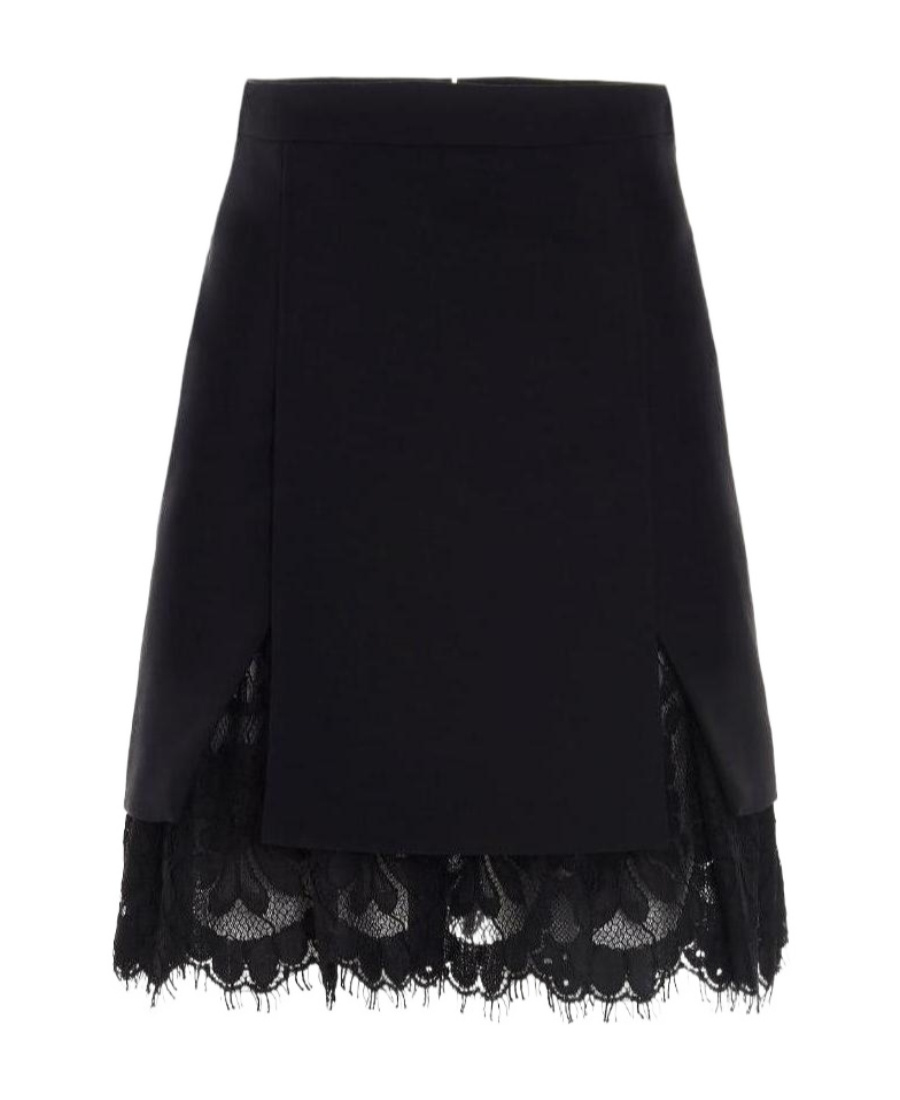 Alexander Mcqueen Lace-trim A-line Skirt In Black