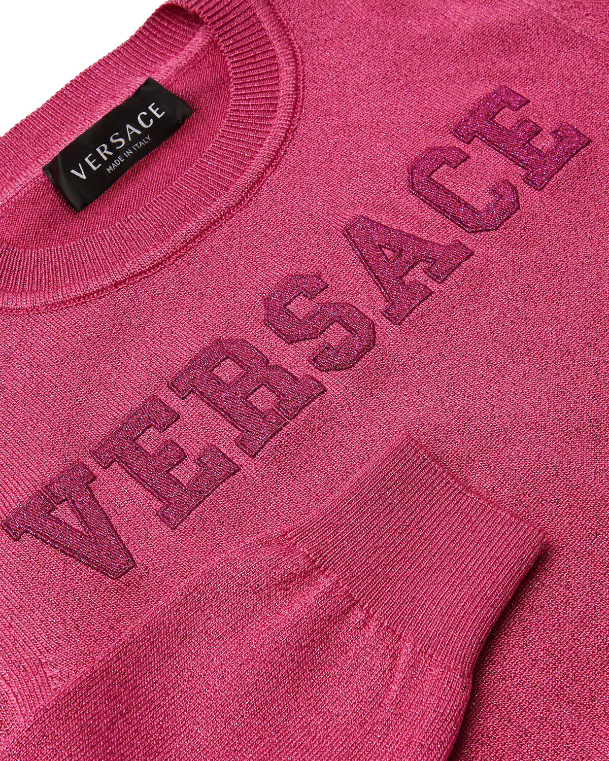 VERSACE VERSACE KIDS LOGO-APPLIQUÉ LONG-SLEEVED CREWNECK JUMPER