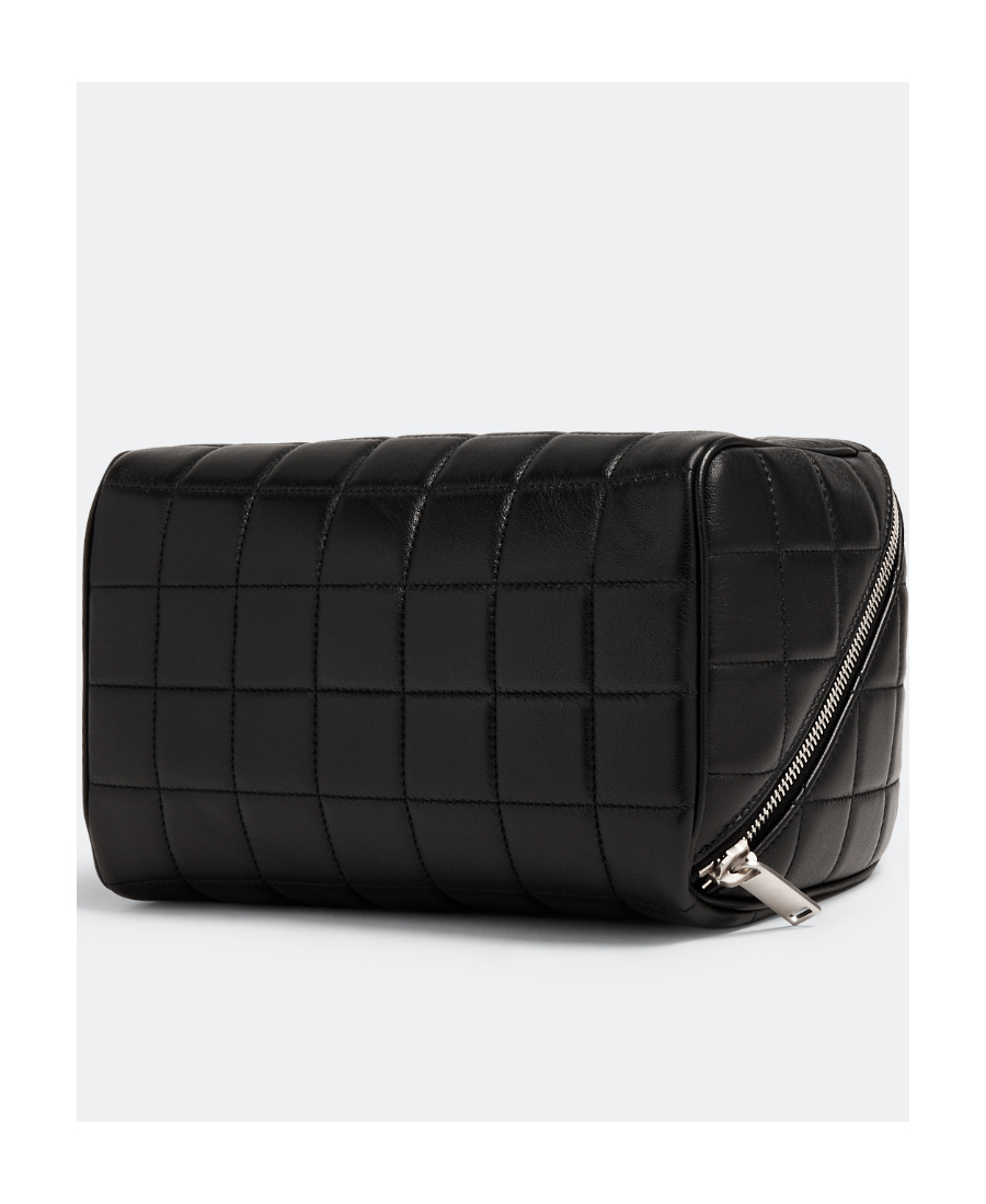 Saint Laurent Cube Trousse Quilted Leather Wash Bag In Black
