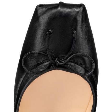 Christian Louboutin Mamadrague Napa Bow Red Sole Ballerina Flats In Black