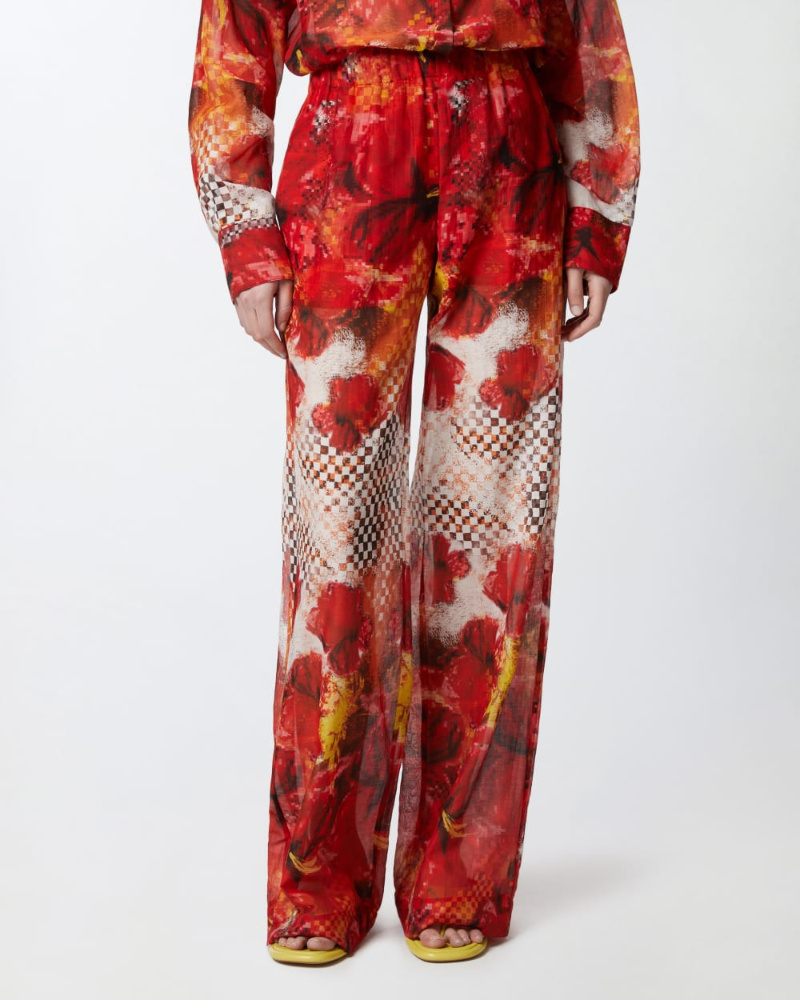 Pinko Patterned Palazzo Pants In Red