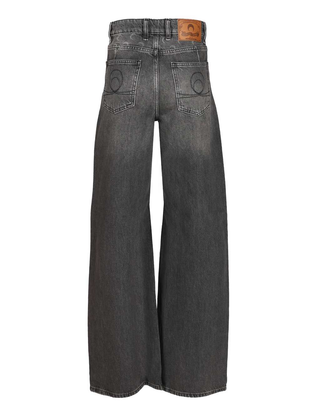 Marine Serre High-waisted Flared Jeans In Black
