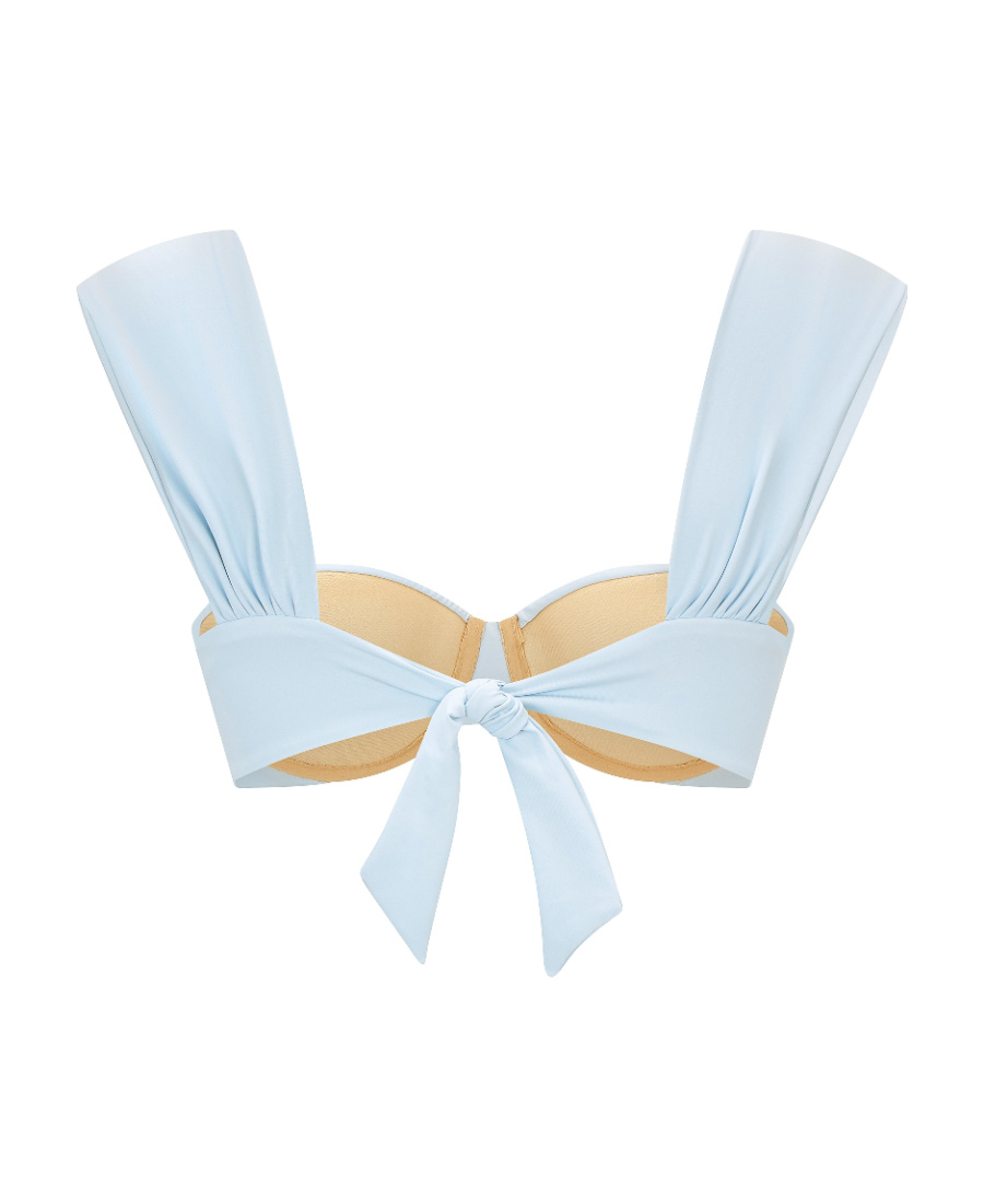 Evarae Bow Bikini Blouse In Blue