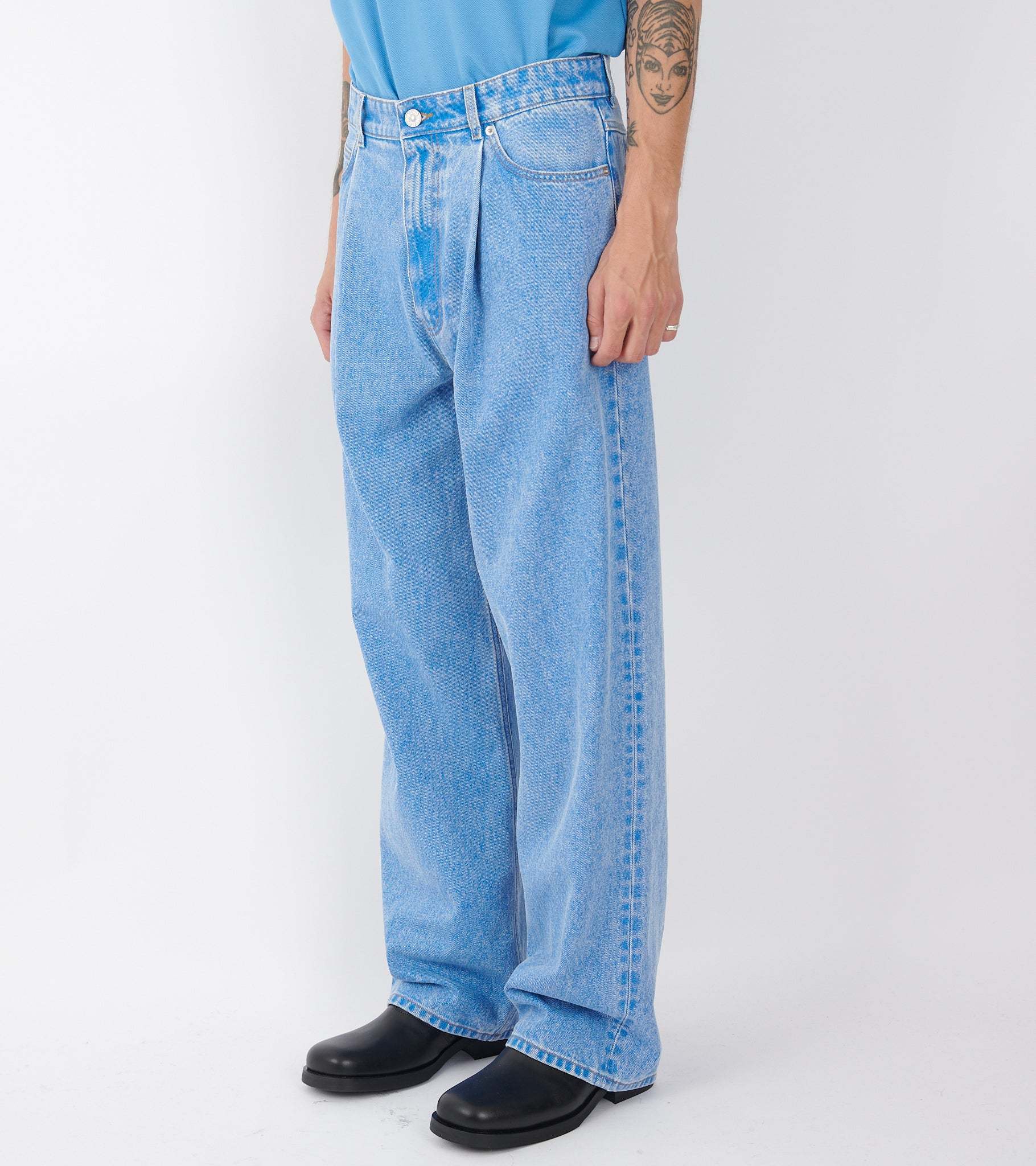 Marni Bleached Coated Denim Jeans Blue In Blue