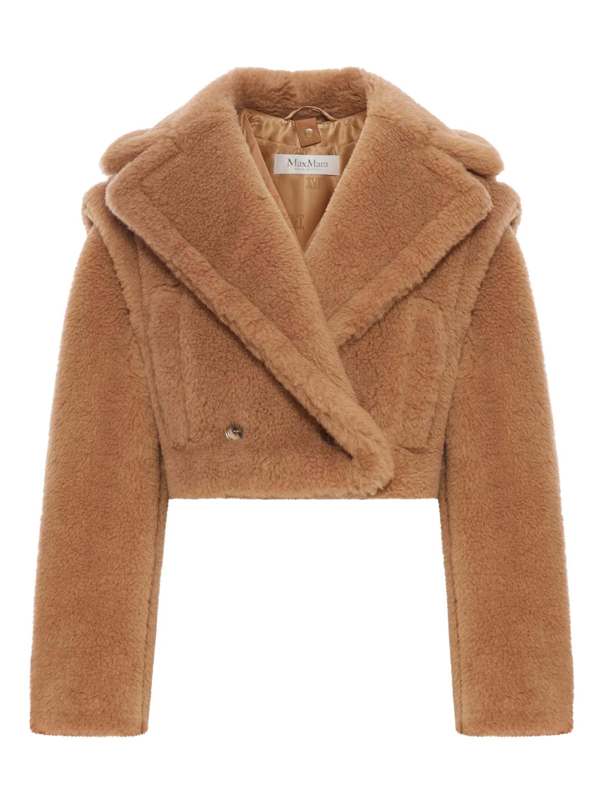 Max Mara Santos 2-in-1 Crop Vest In Teddy Fabric In Brown