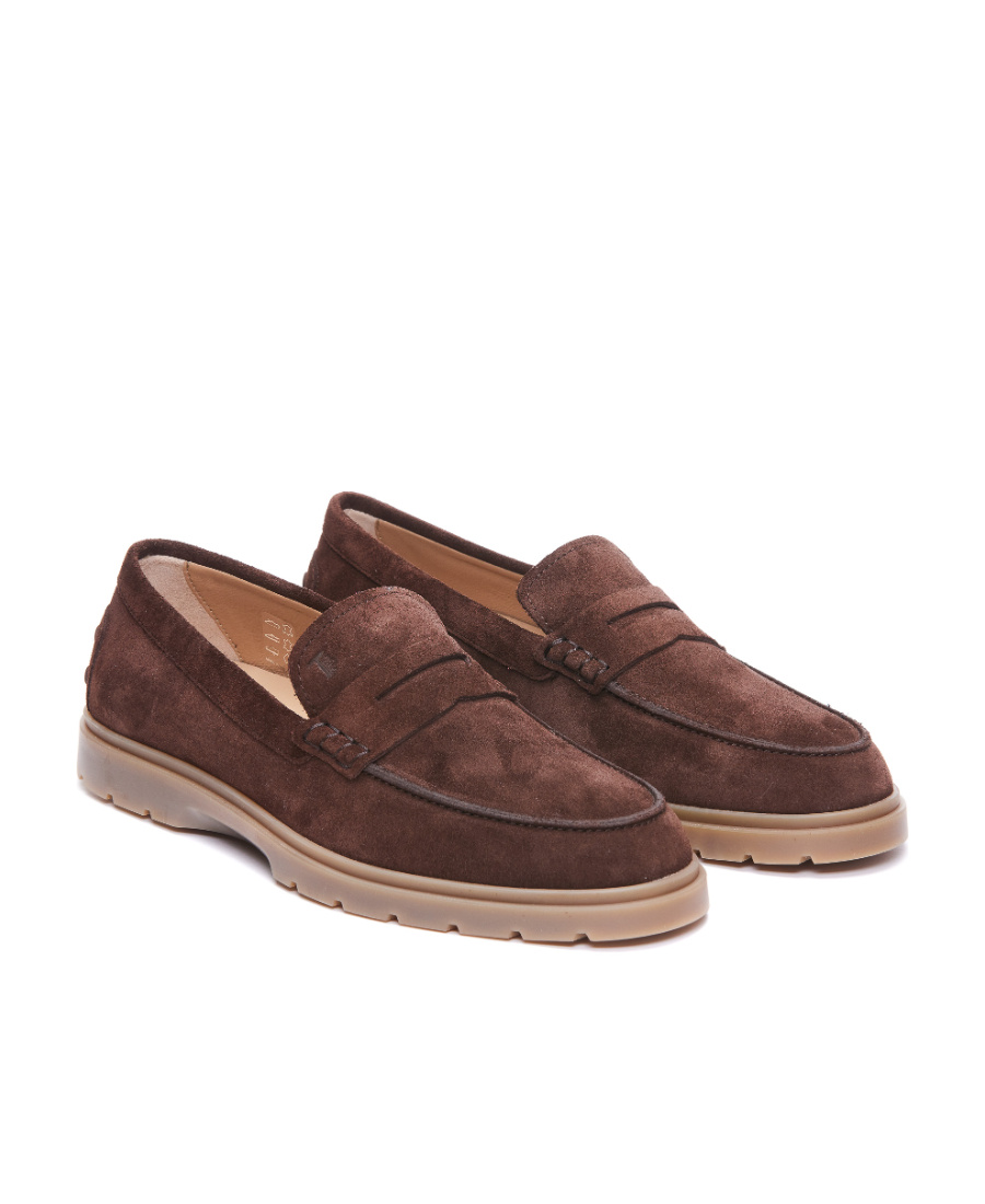 Tod's Suede Penny Loafers In Brown