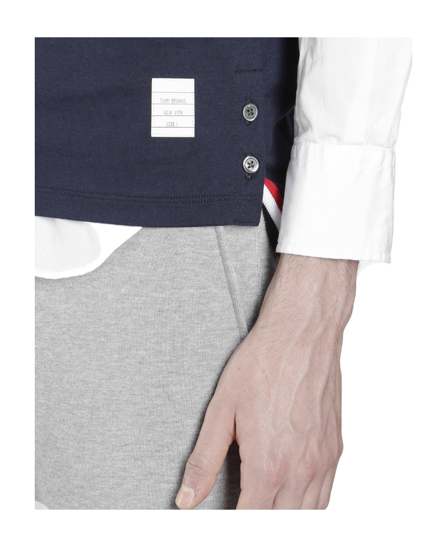 Thom Browne Jersey Cotton Short Sleeve Pocket Tee In Blue