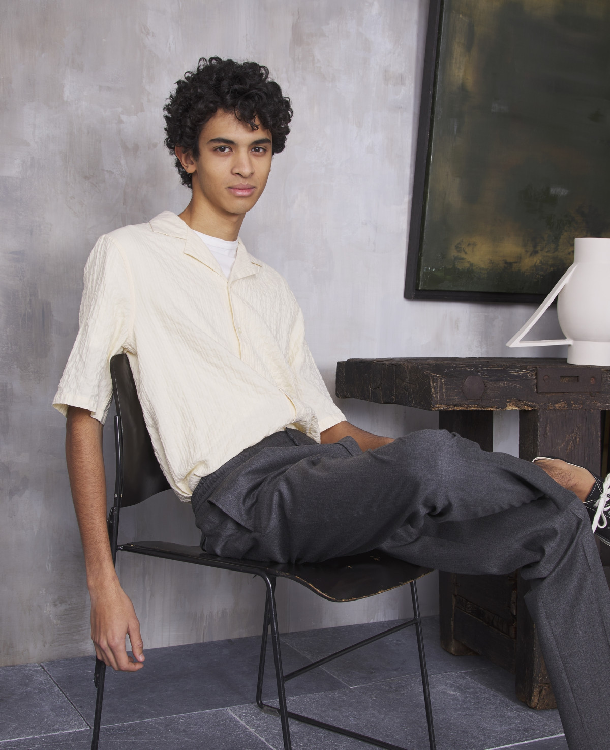 Shop Officine Generale Waffle-effect Short-sleeve Shirt