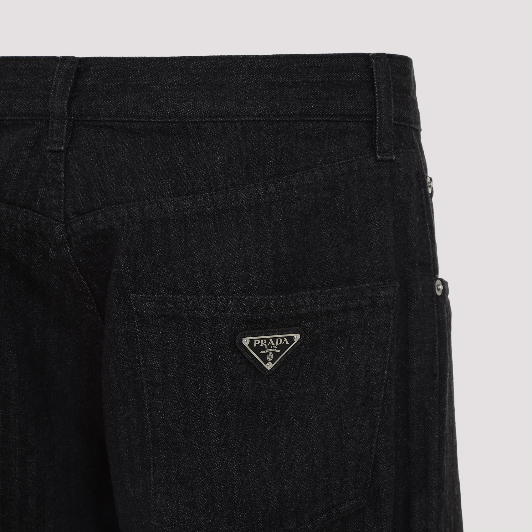 Prada Mens Black Straight-leg Regular Denim Jeans In Black