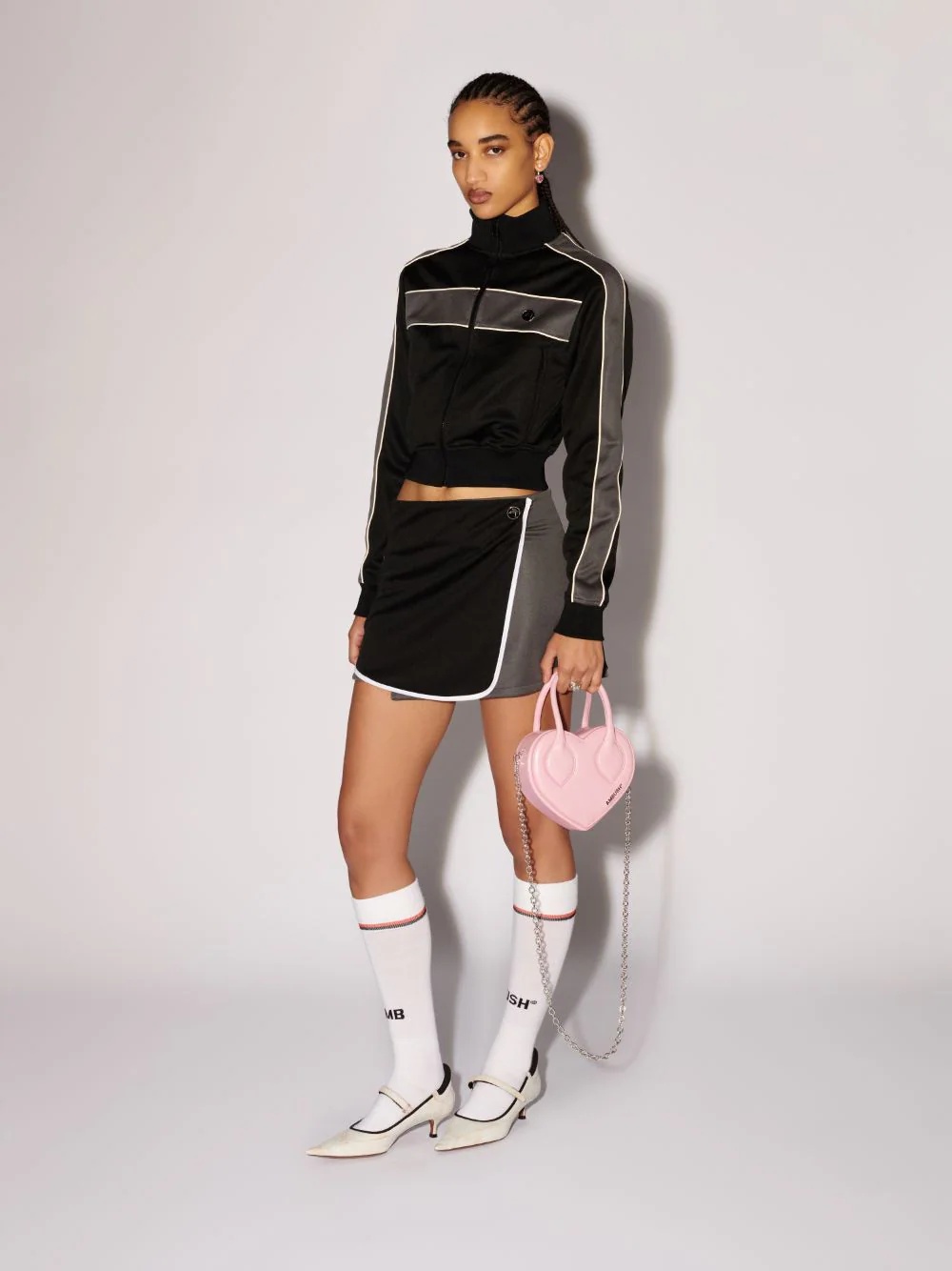Shop Ambush Zip-up Striped Sweatshirt In Black