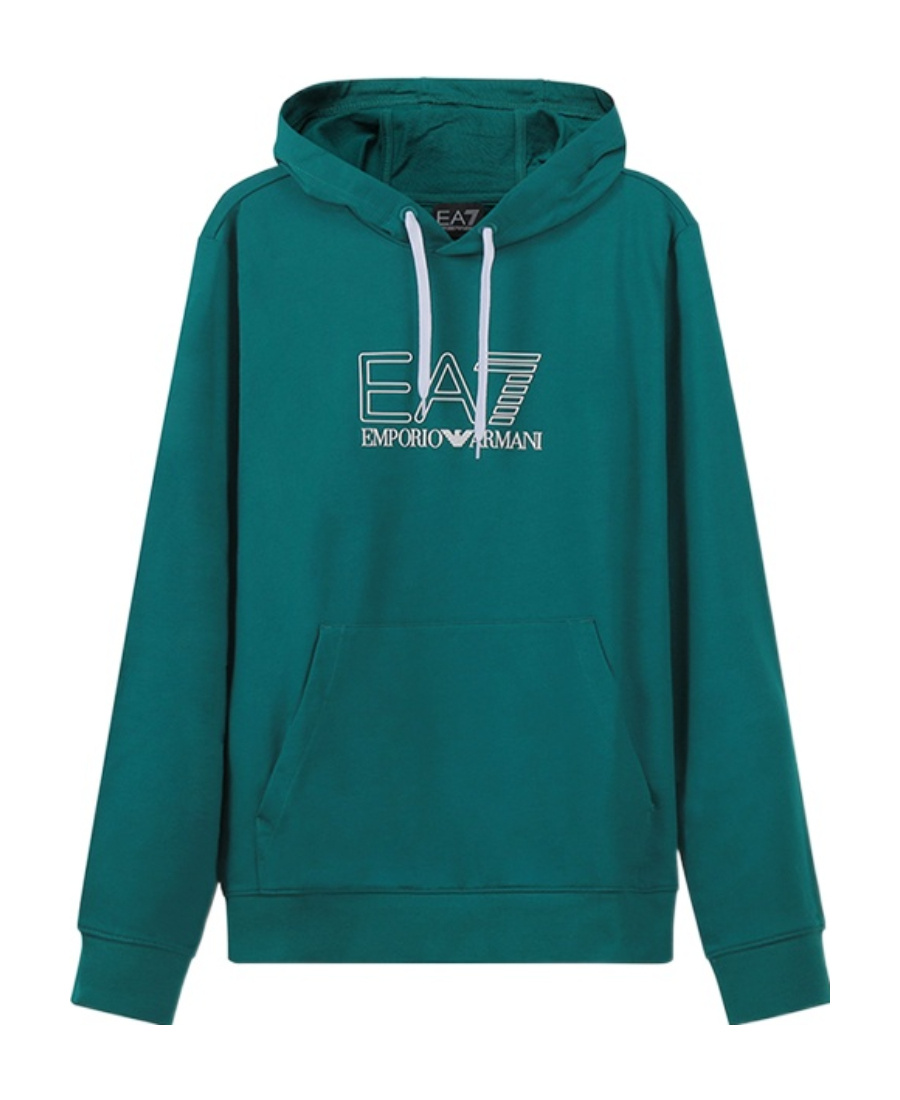 Ea7 Logo Pattern Hoodie In Green