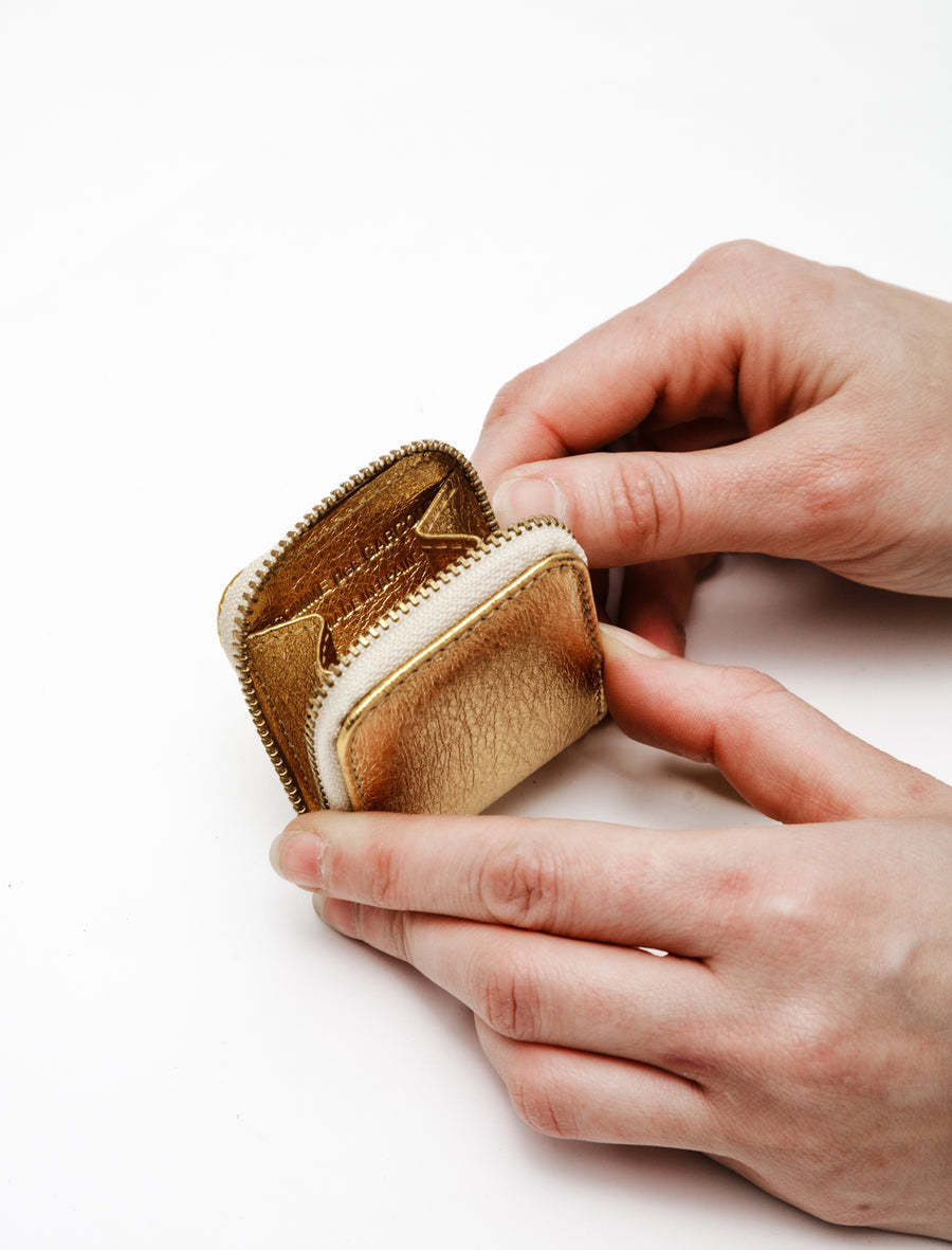 Comme Des Garçons Zipper Wallet In Golden