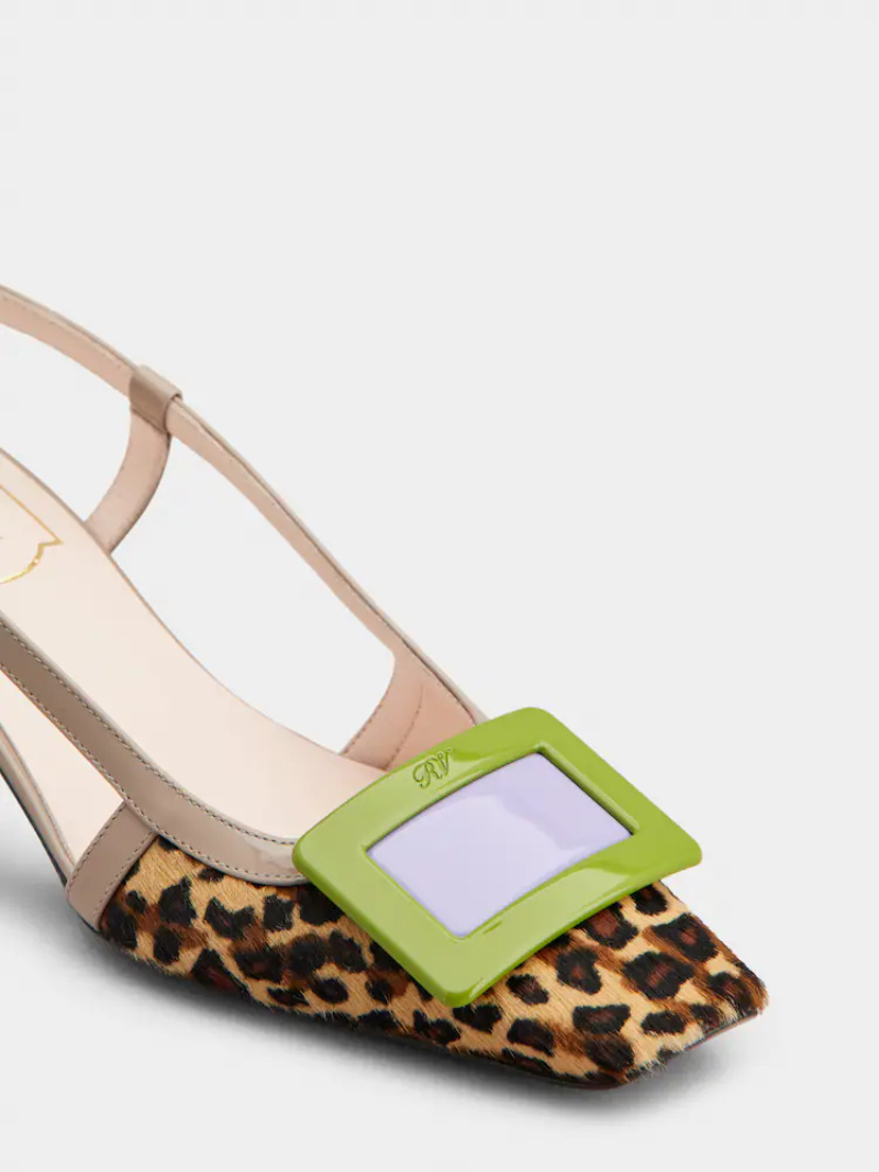 Roger Vivier Belle Vivier Slingback Pumps In Leather In Multi