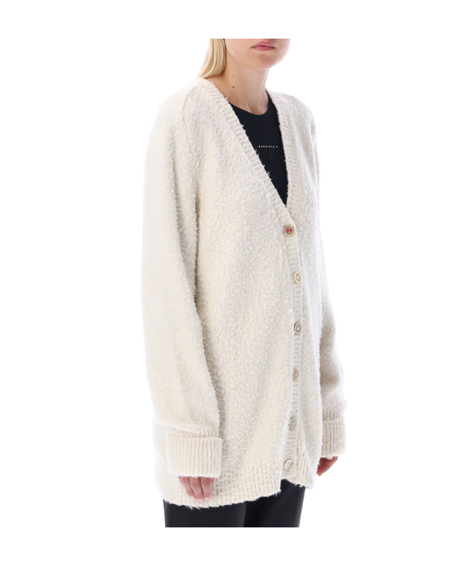 Maison Margiela Off-white Oversized Piled Cardigan In White