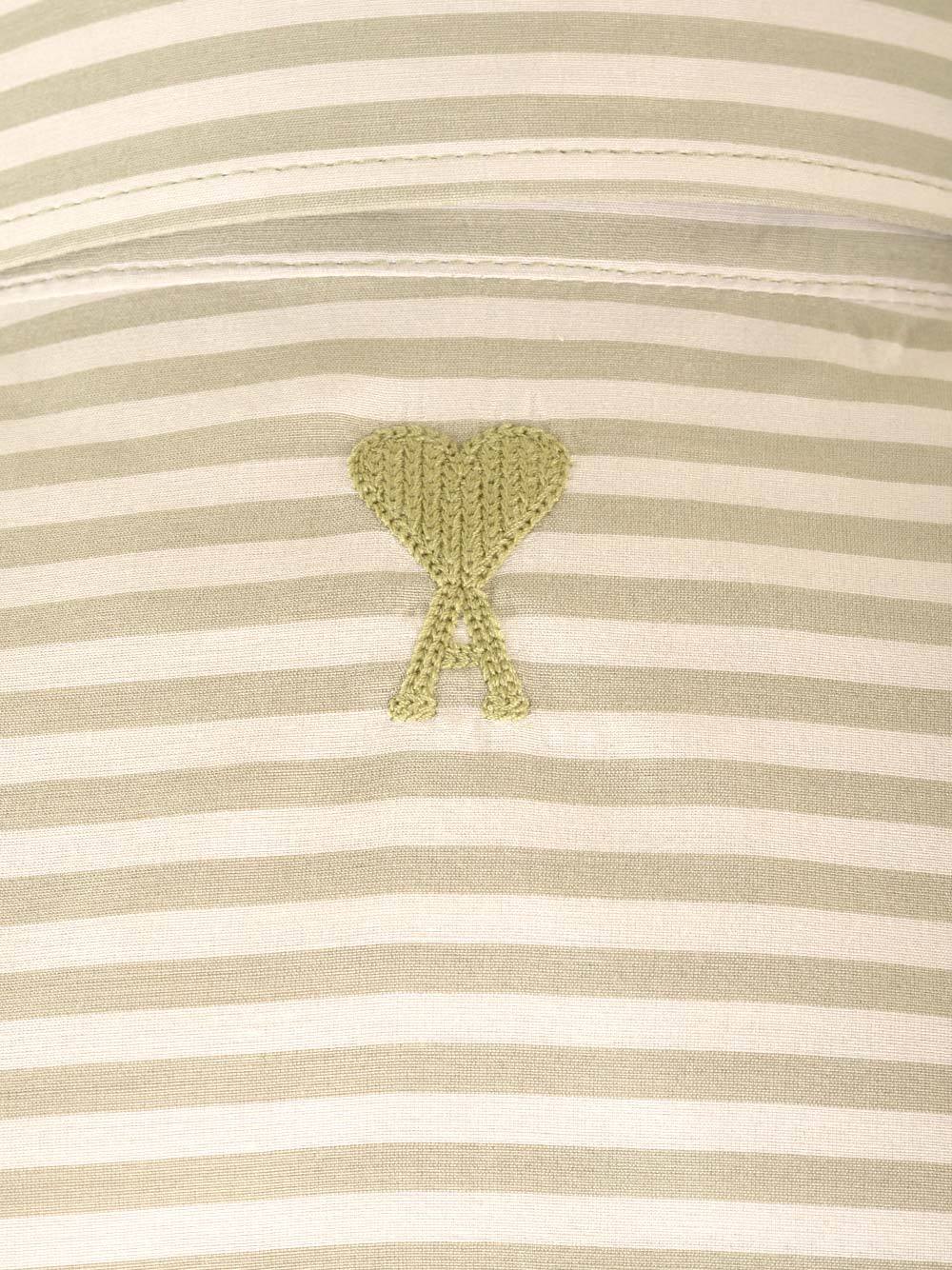 Ami Alexandre Mattiussi Ami Paris Ami De Coeur Striped Button-up Shirt In Nude