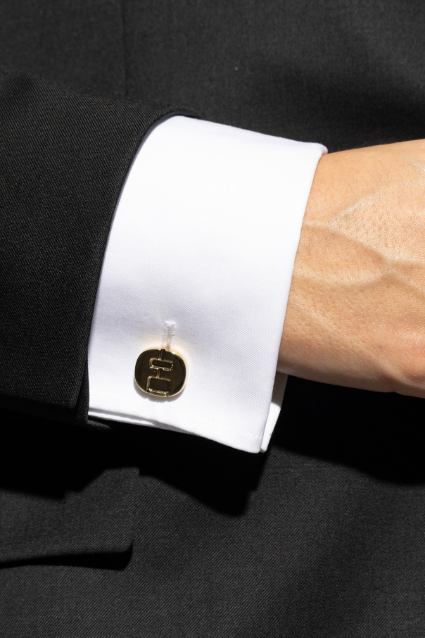Ferragamo Logo Pattern Cufflinks In Nude
