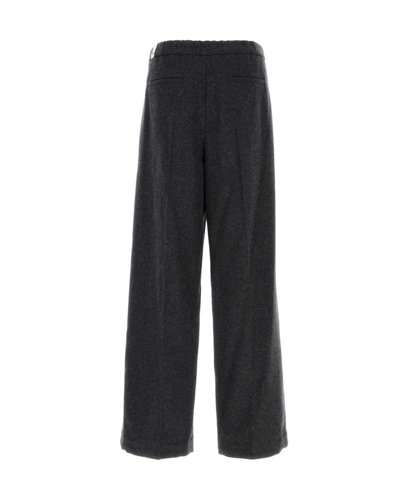 Jil Sander Flannel Pant With Wide Leg And Back Pockets In Black