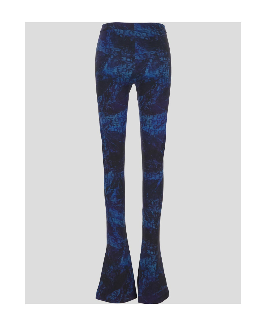 Off-white All-over Logo-print Flared Trousers In White