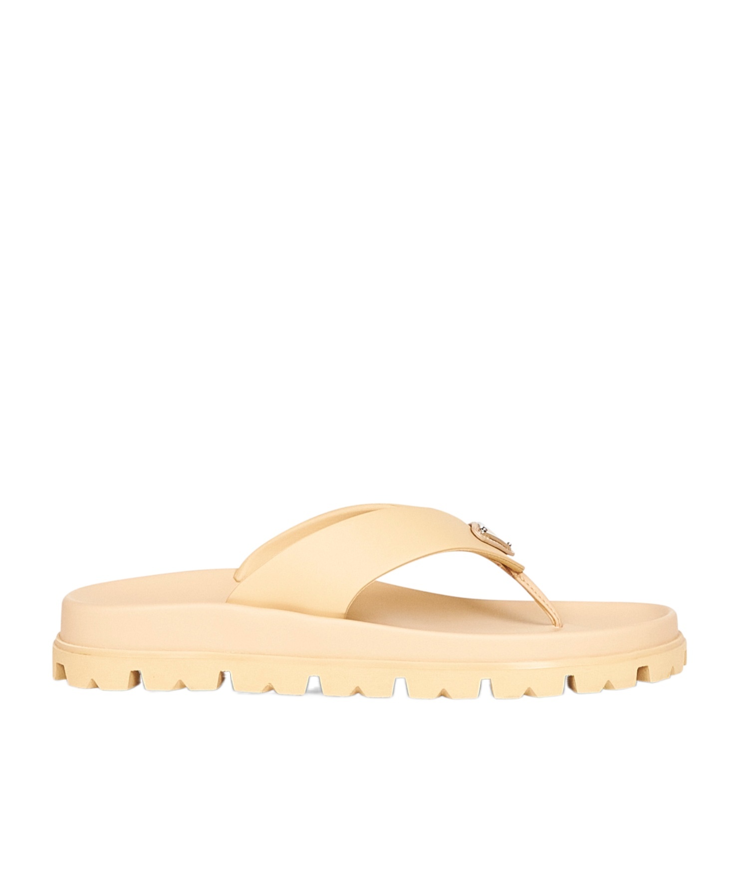 Prada Rubber Thong Sandals In Neutral