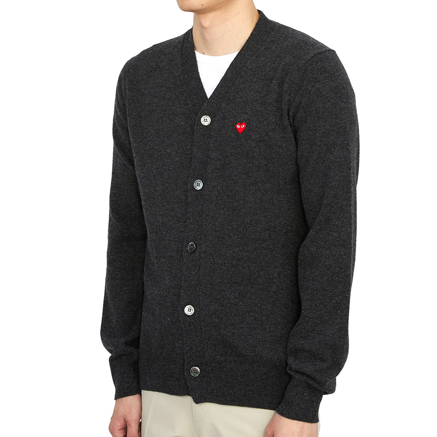 Comme Des Garçons Play Heart Patch Cardigan In Black