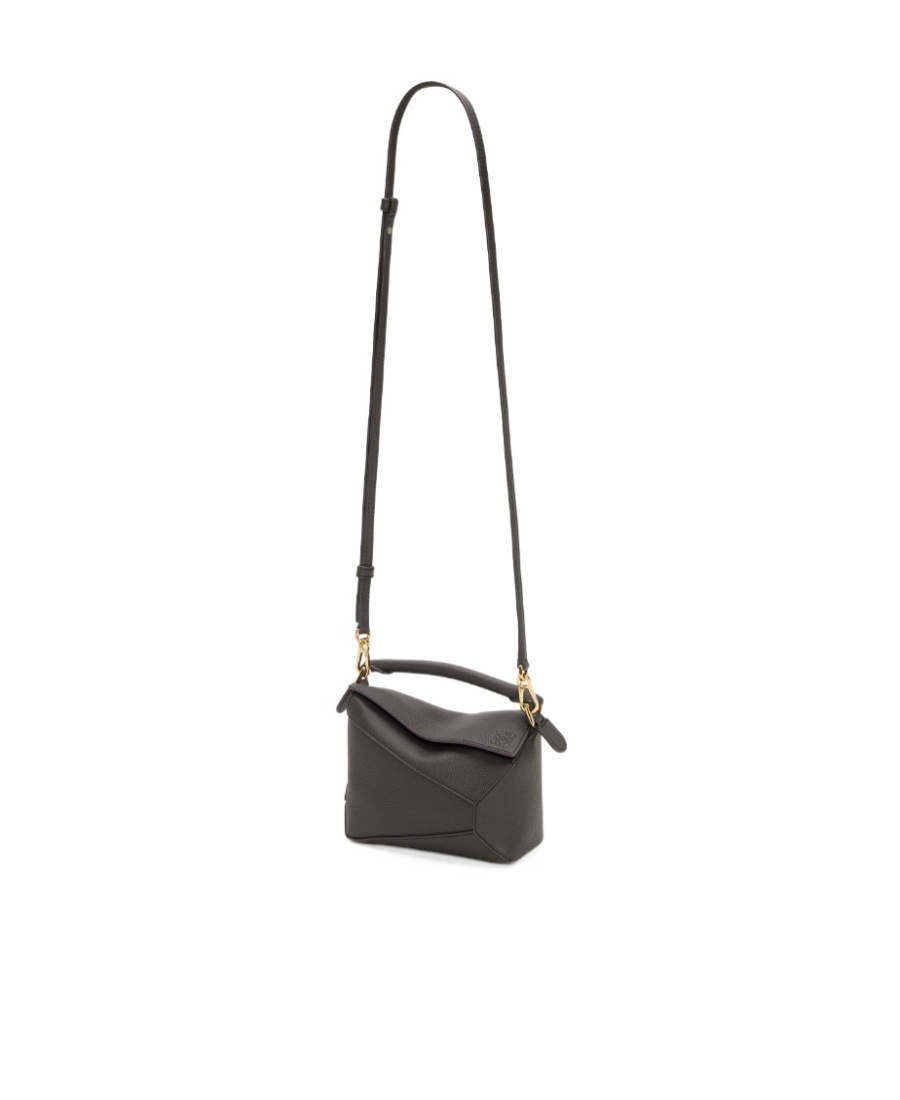 Loewe Puzzle Edge Mini Top-handle Bag In Grained Leather In Black