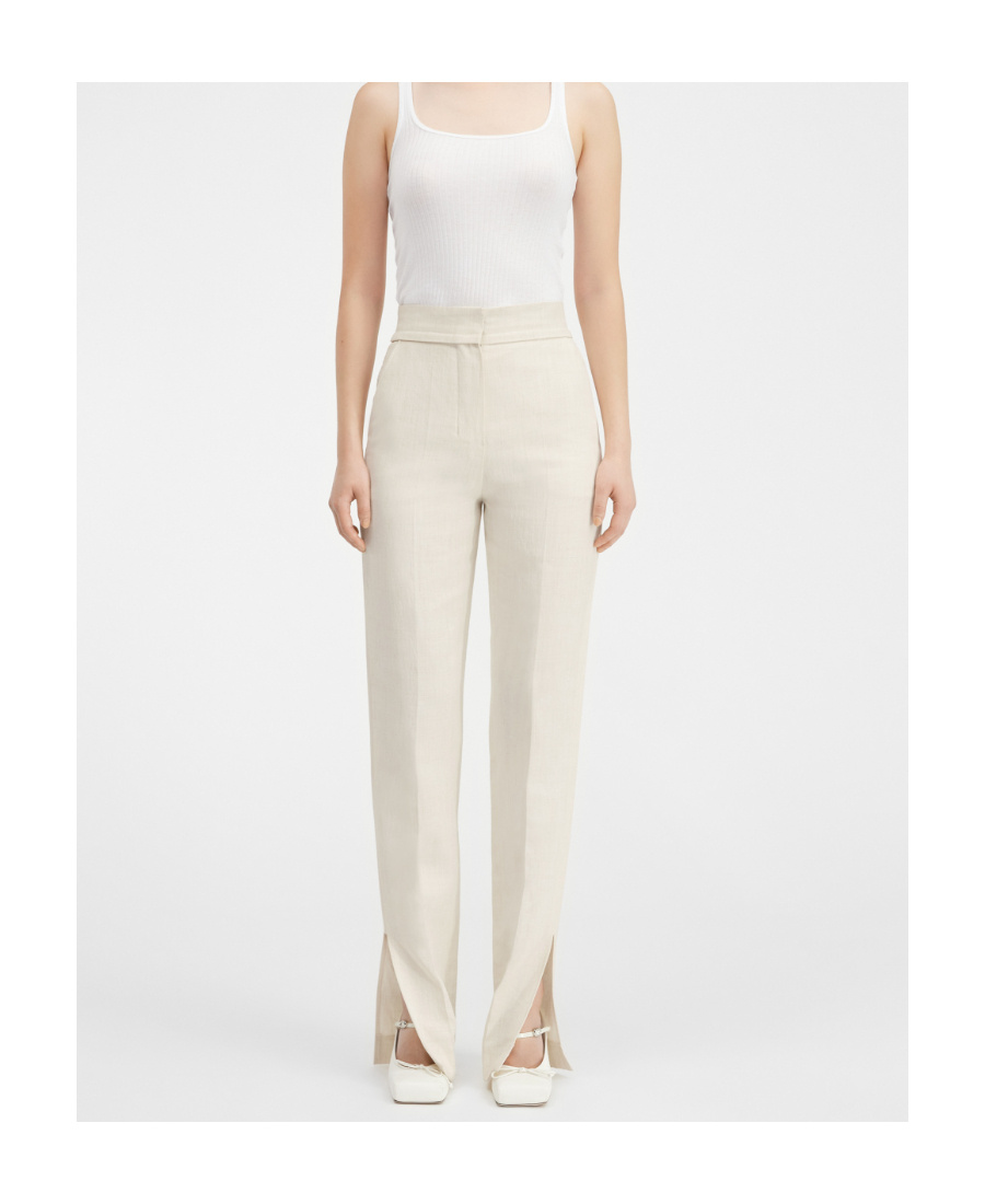 Jacquemus Side Split Straigh-leg Pants In White
