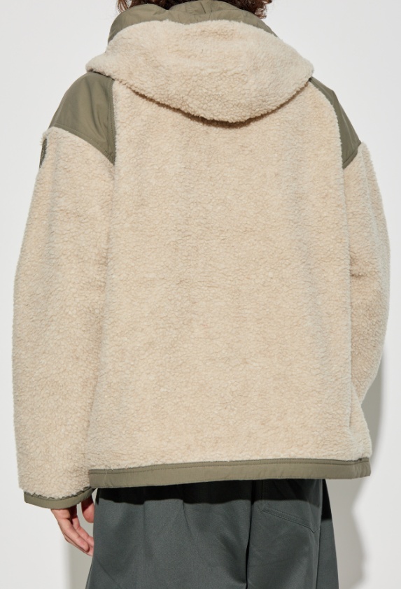 Canada Goose Hooded Shearling Effect Jacket With Contrast Panels In Neutral
