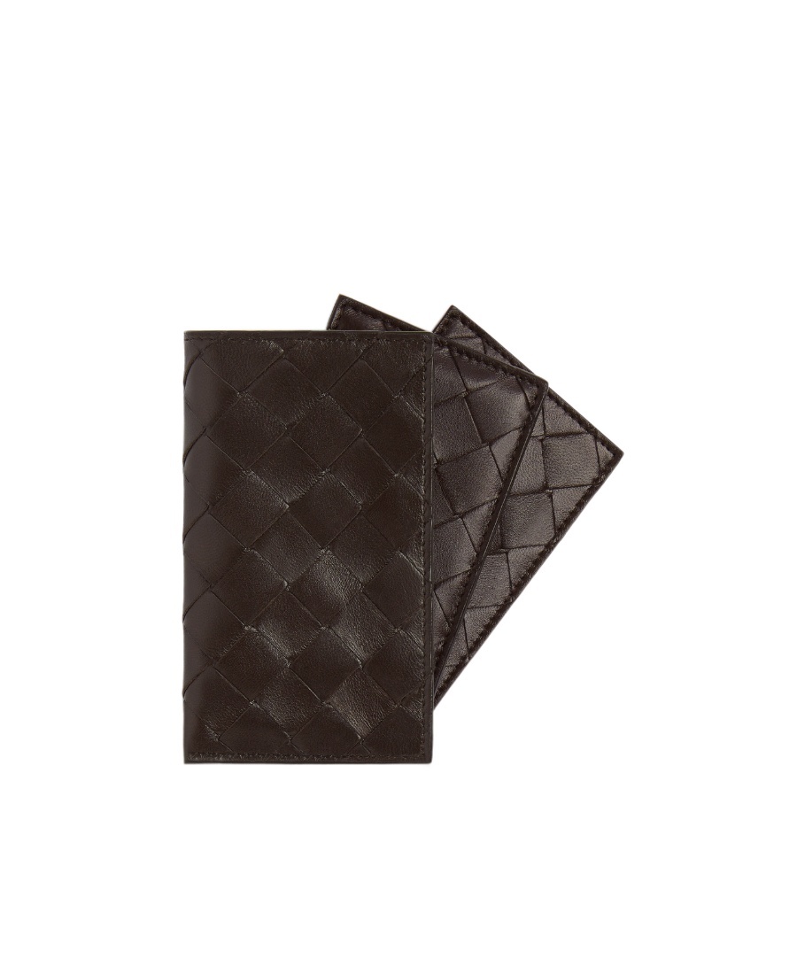 Bottega Veneta Intrecciato Woven Mirror Card Bag In Black