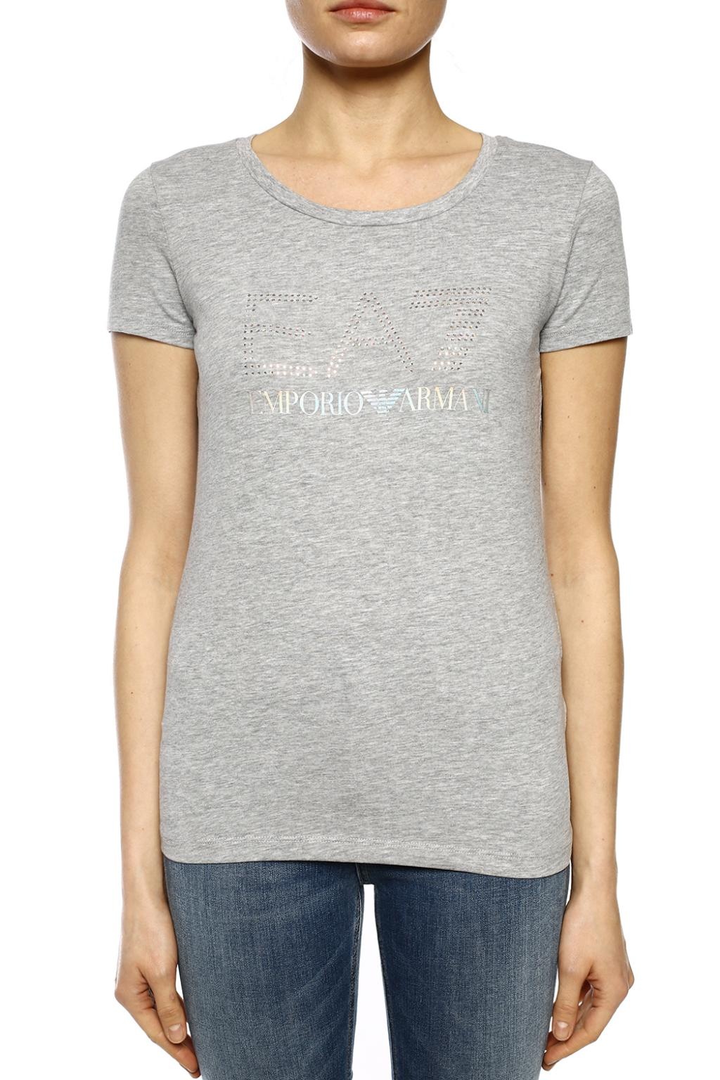 Ea7 Item O-neck Short-sleeved T-shirt In Gray
