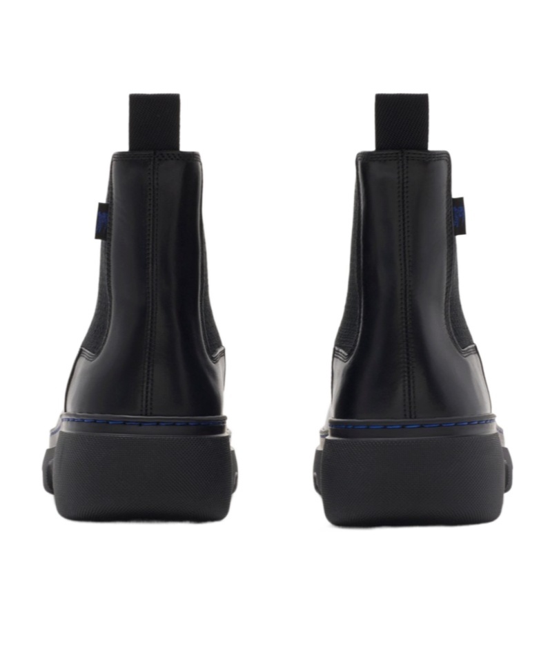 Burberry Leather Creeper Low Chelsea Boots In Black