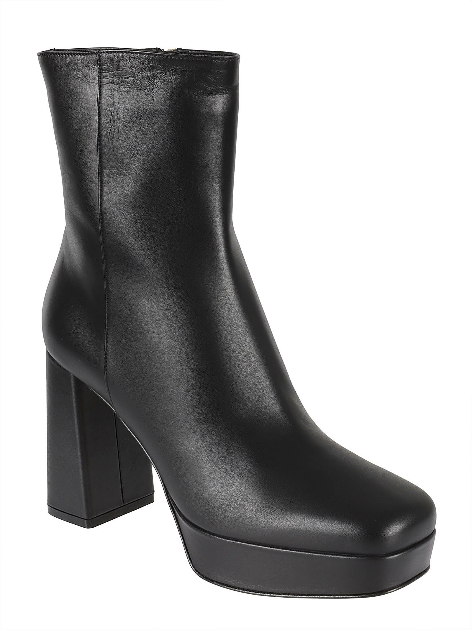 Gianvito Rossi Leather Platform Ankle Boots In Black