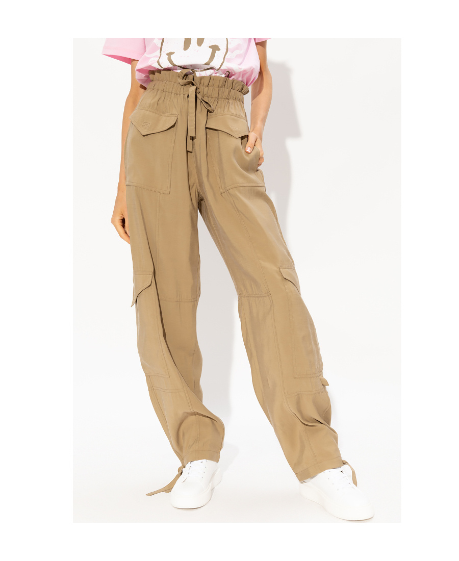 Ganni Drawstring Cargo Trousers In Nude