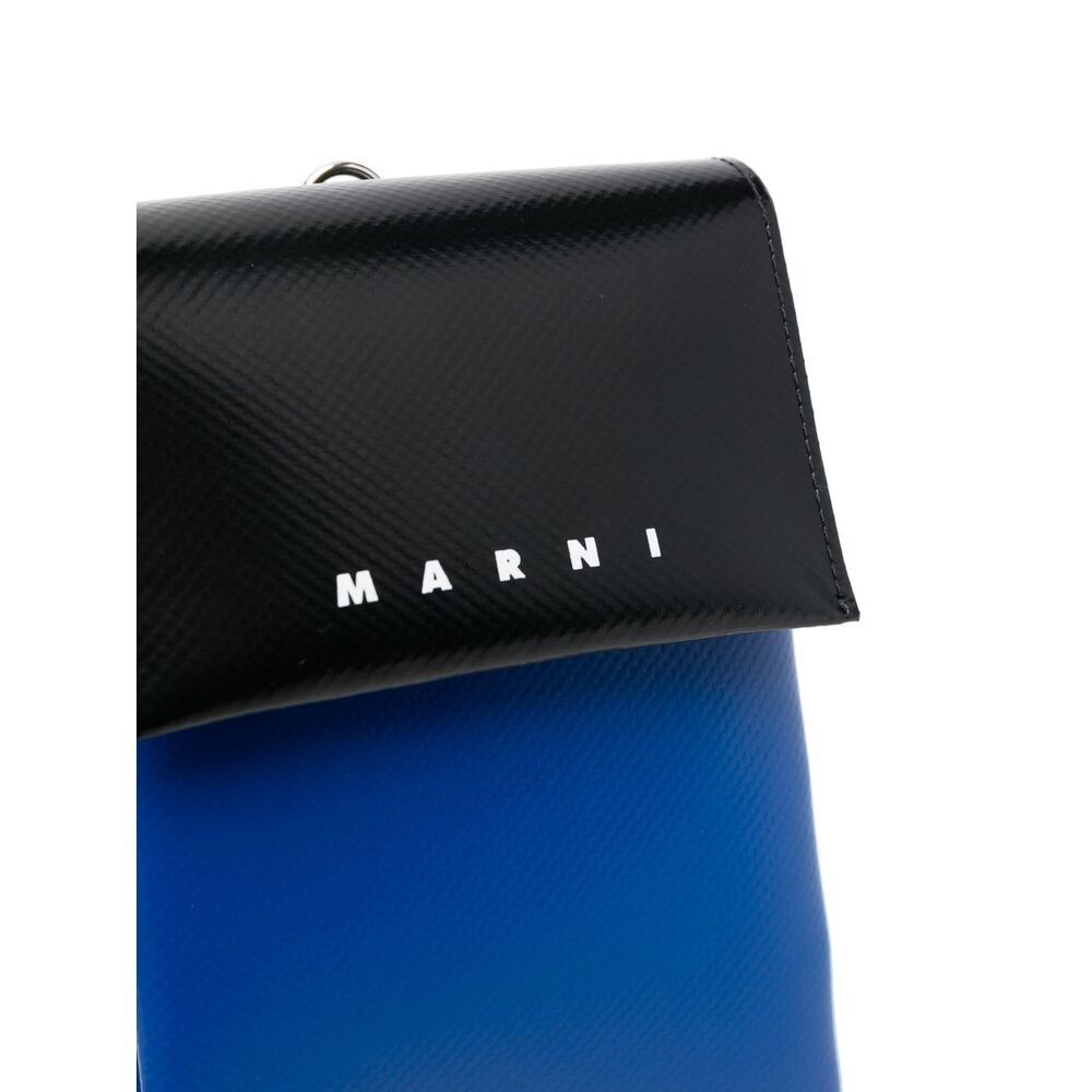 Marni Colour-block Shoulder Bag In Blue