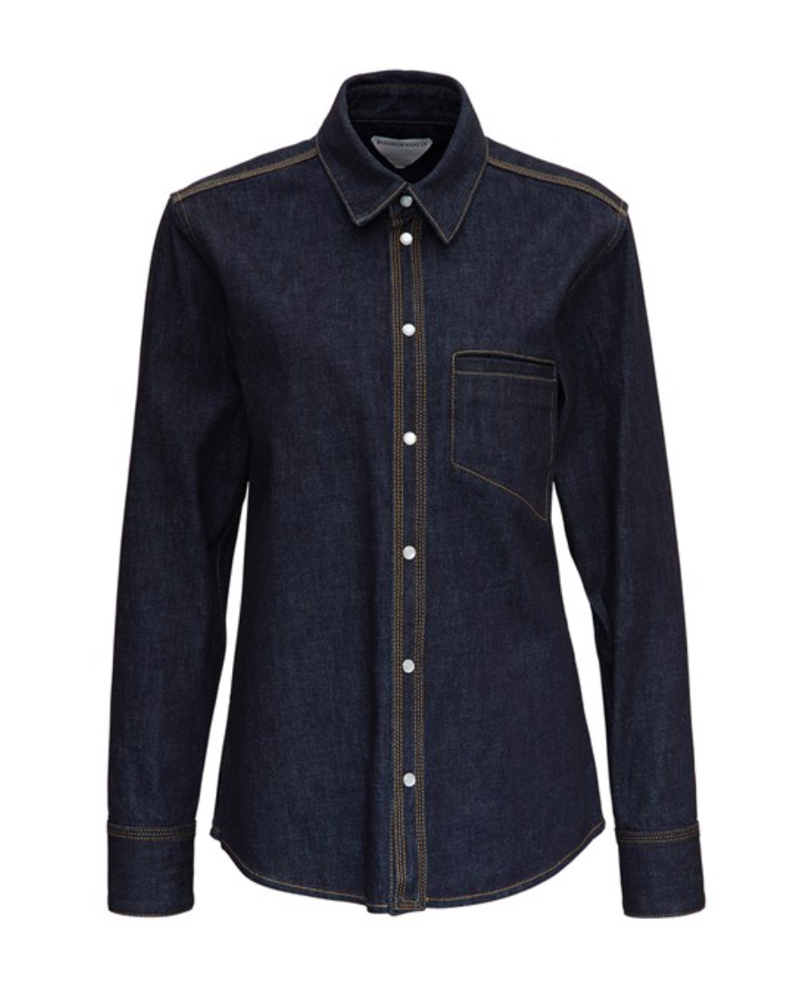 Bottega Veneta Welt-pocket Denim Shirt In Black