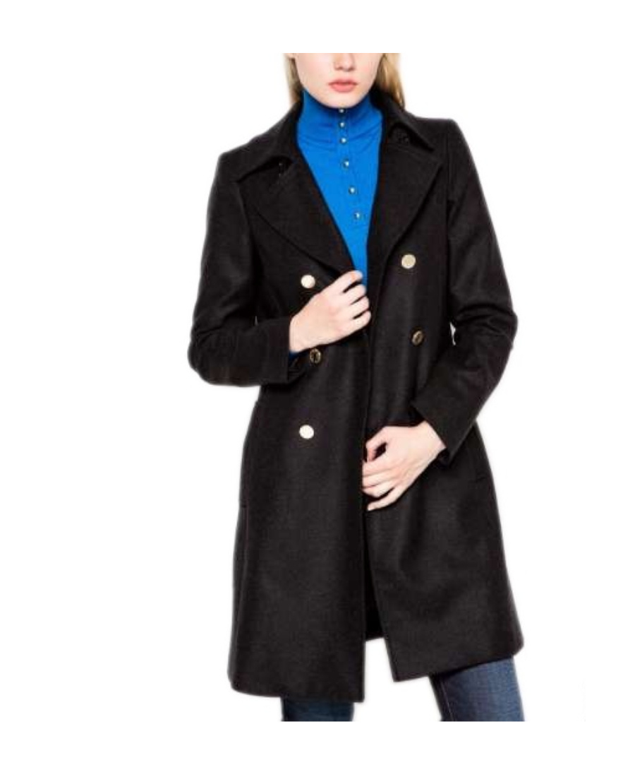 Armani Jeans Double-breasted Trench Coat In Black