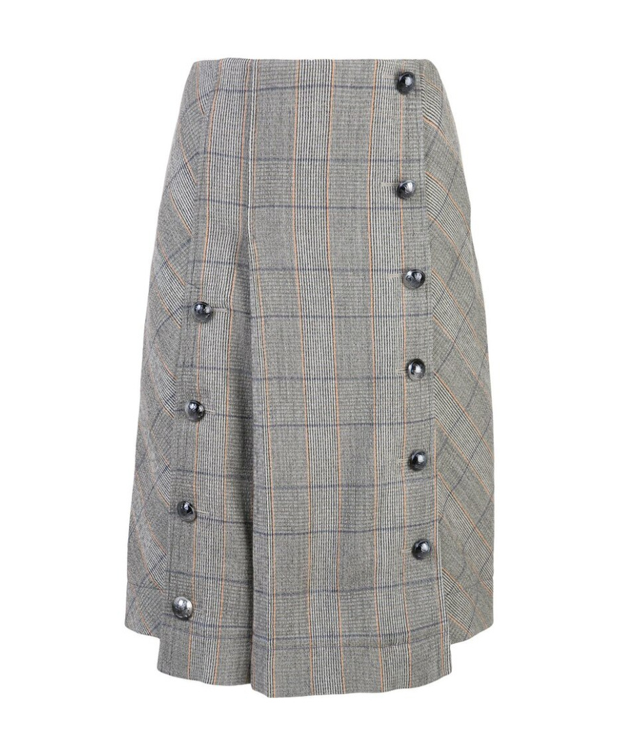 Chloé Checked Pleated Skirt In Gray