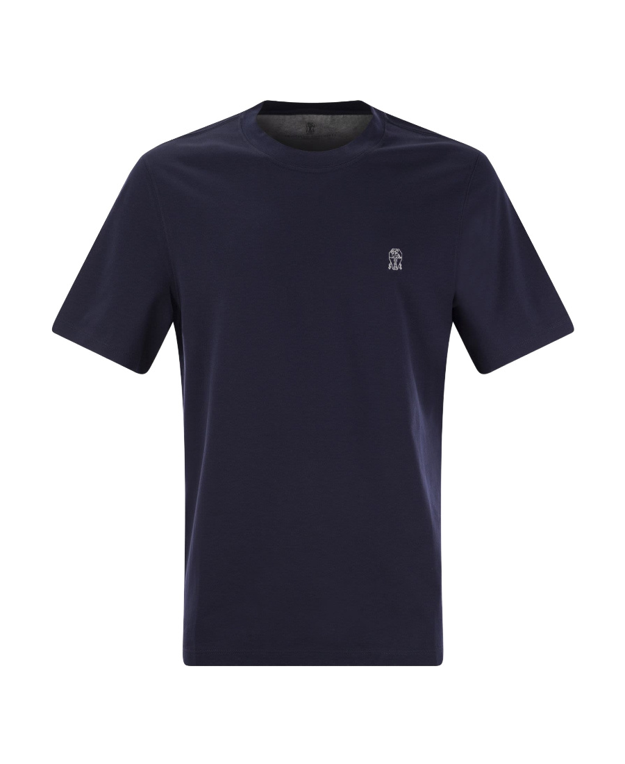 Brunello Cucinelli Cotton Jersey Crew Neck T-shirt With Logo Clothing In Black