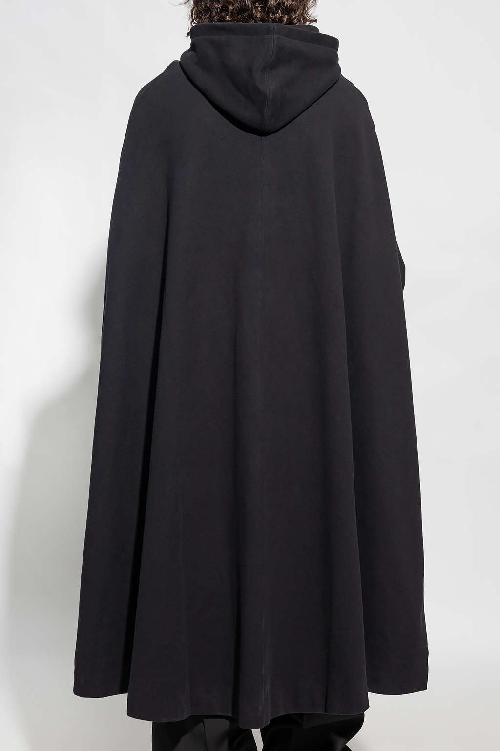 Saint Laurent Asymmetric Cotton Cape In Black